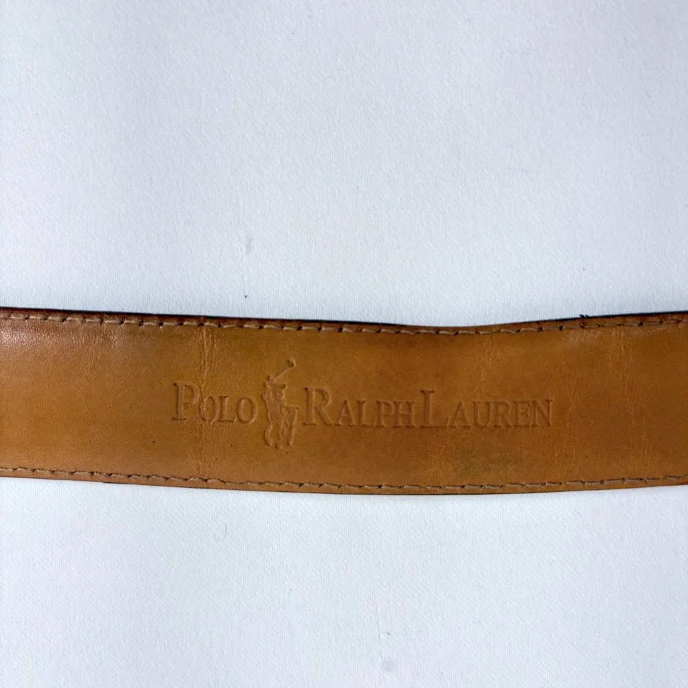Polo Ralph Lauren Belt Brown Crocodile Embossed Italian Leather 36